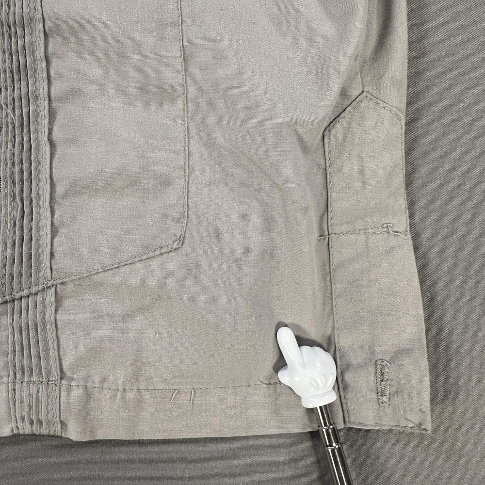 First Line Shirt Mens Large Beige Short Sleeve Button Up Guayabera Embroidered - Picture 4 of 6